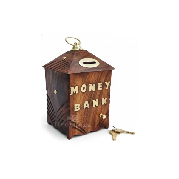 Wooden Hut Shape Money Bank