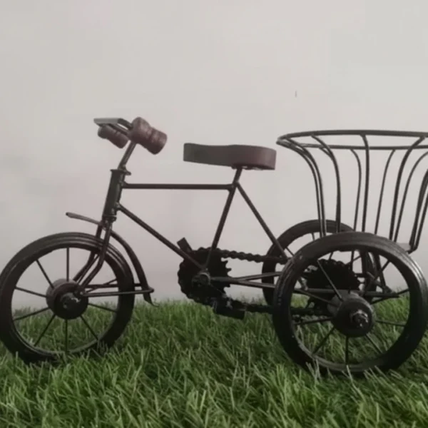 Iron Art Marble Vases Table Top Cycle Rickshaw