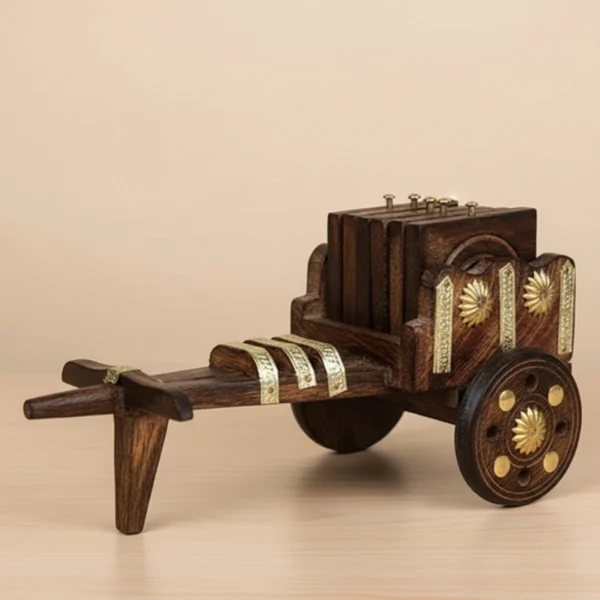 Wooden Cart Design Tea Coasters​